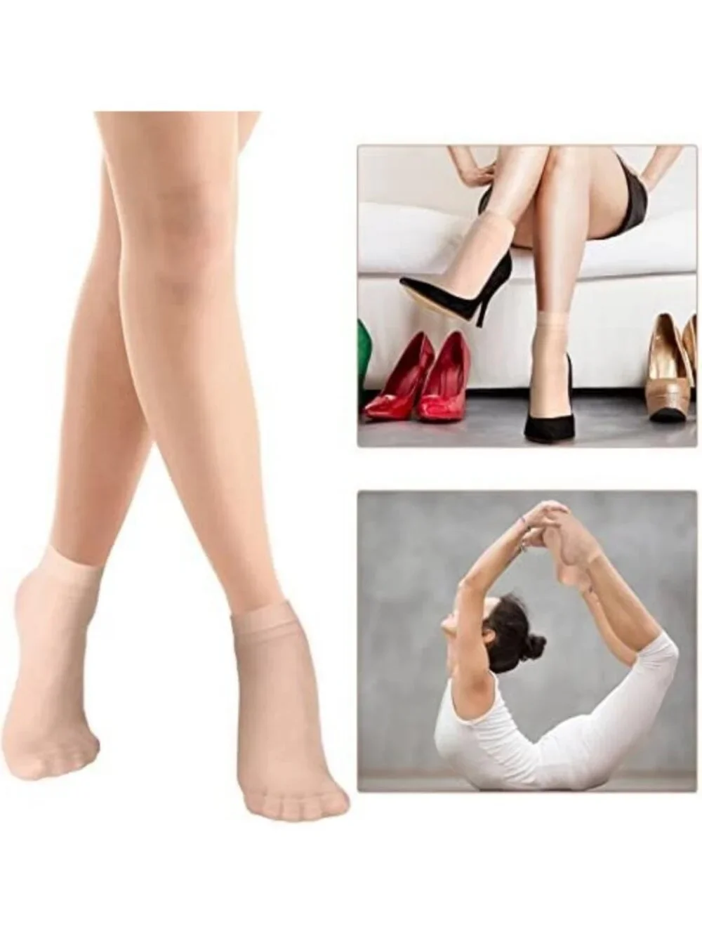 100 Pairs Women's Sheer Nylon Ankle Socks - Skin Tone Hosiery, Bulk Pack